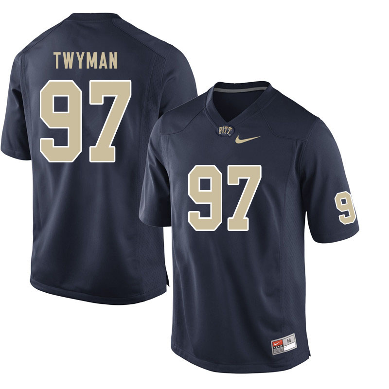 Men #97 Jaylen Twyman Pitt Panthers College Football Jerseys Sale-Navy